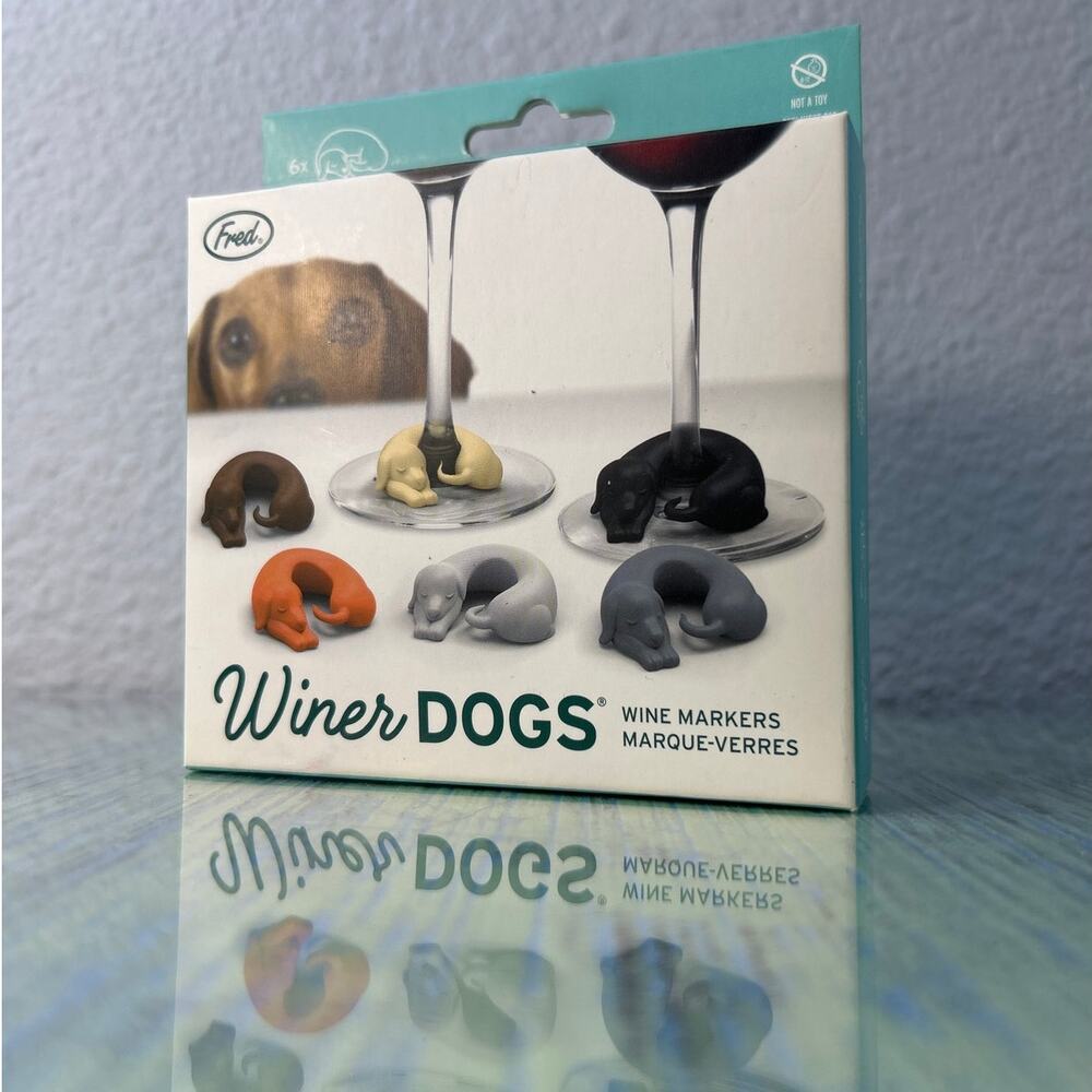 WINER DOGS Dachshund Wine Glass Drink Markers Charms Set of 6 NIB